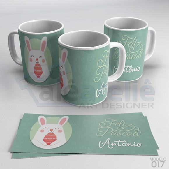 Caneca Feliz Páscoa Coelho Coelhinho Personalizada com Nome