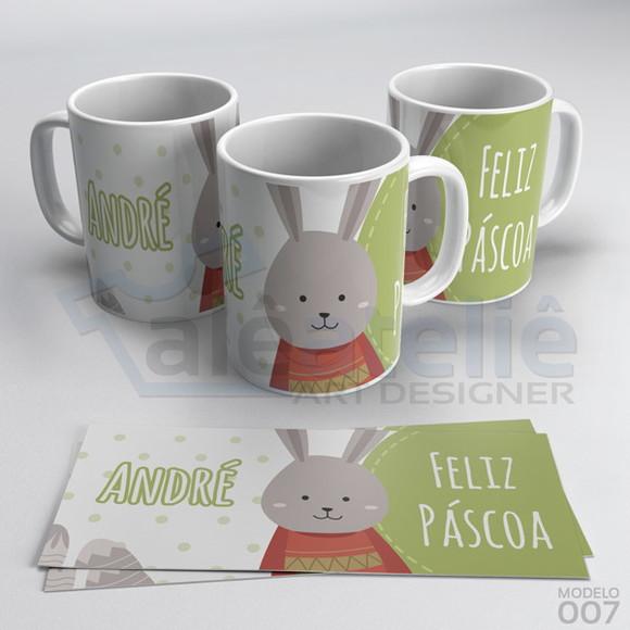 Caneca Feliz Páscoa Coelho Coelhinho Personalizada com Nome