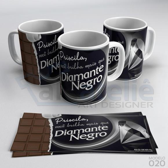 Caneca Feliz Páscoa Diamante Negro Personalizada com Nome