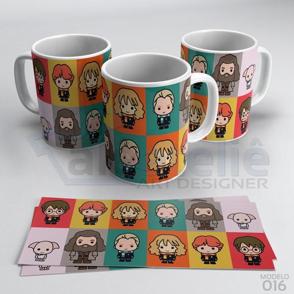 Caneca Harry Potter Chibi Cute Hogwarts Porcelana