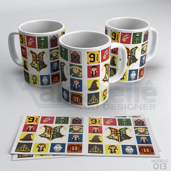 Caneca Harry Potter Rony Hermione Hogwarts Porcelana