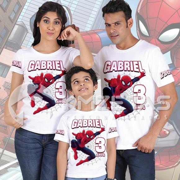 Kit 3 Blusas Homem Aranha Festa Infantil Camisa Spider-man