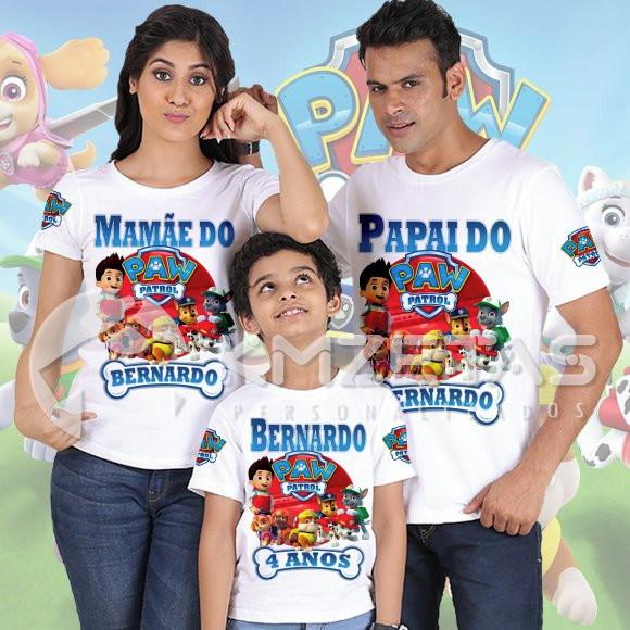 Kit 3 Blusas Patrulha Canina Aniversário Festa Infantil