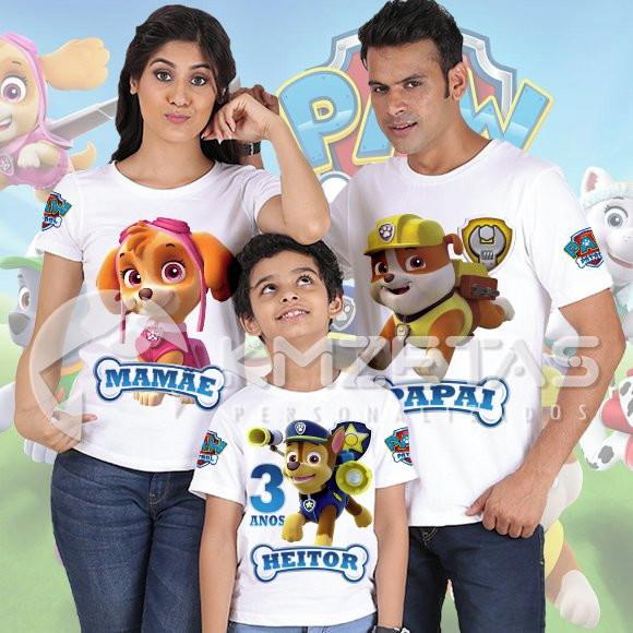 Kit 3 Blusas Patrulha Canina Kit Familia Personalizada