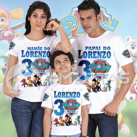 Kit 3 Blusas Patrulha Canina Festa Infantil Personalizada