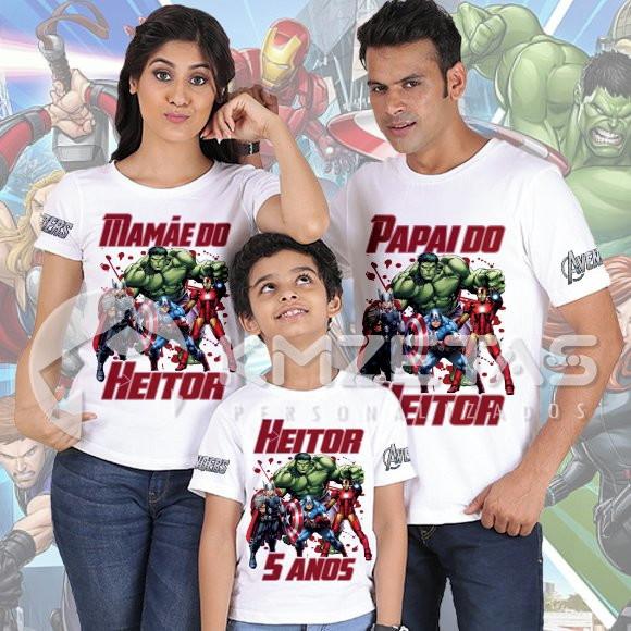 Kit 3 Blusas Vingadores Avengers Festa Aniversário Infantil