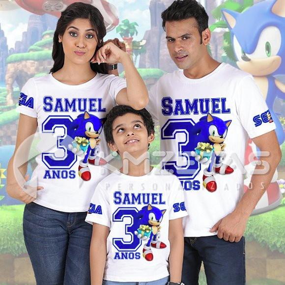 Kit 3 Blusas Sonic Festa Infantil Camisa Personalizada