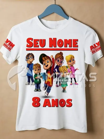 Blusa Alvin e as Esquiletes Festa Aniversário Infantil