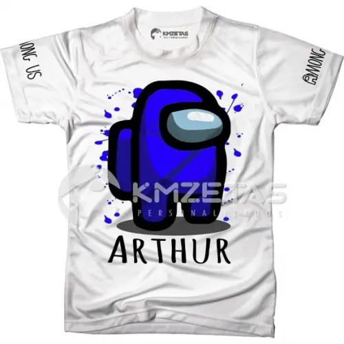 Blusa Among Us Azul Infantil Adulto Personalizada