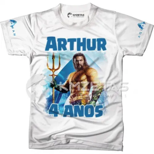 Blusa Aquaman Festa Aniversario Infantil Personalizada