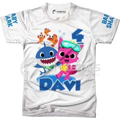 Blusa Baby Shark Bebê Tubarão Festa Infantil Personalizada