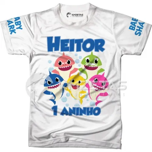 Blusa Baby Shark Infantil Festa Aniversario Personalizada