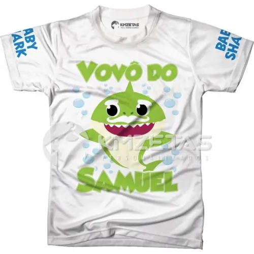 Blusa Baby Shark Vovô Tubarão Personalizada