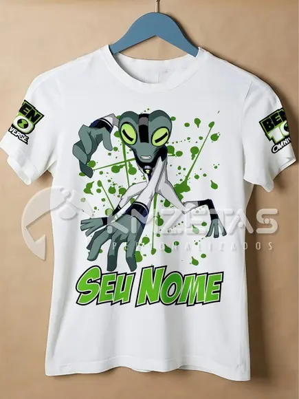 Blusa Ben 10 Massa Cinzenta Aliens Personalizada Ben10