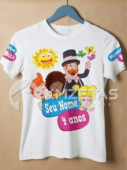 Blusa Bita Festa Aniversario Infantil Camisa Personalizada