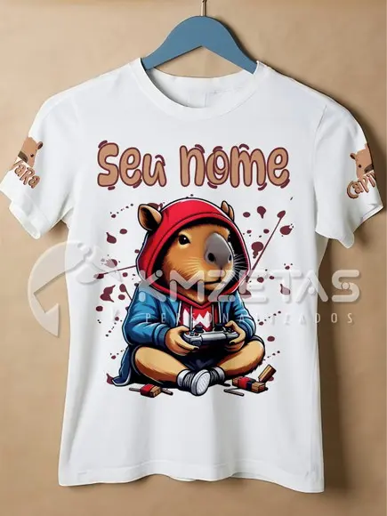 Blusa Capivara Gamer Jogo Geek Camisa Capybara Personalizada