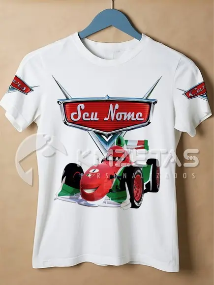 Blusa Carros Disney Francesco Fórmula 1 Camisa Personalizada