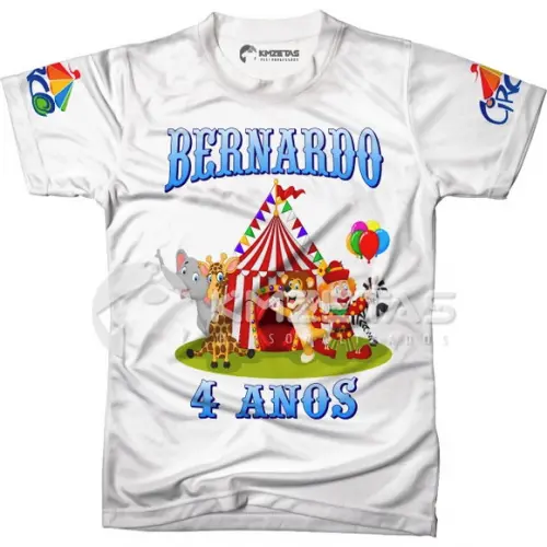 Blusa Circo Infantil Palhaço Leão Elefante Girafa Festa