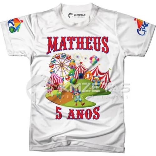 Blusa Circo Infantil Parque Diversões Festa Personalizada