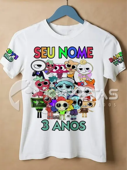 Blusa Dandys World Aniversário Infantil Camisa Personalizada