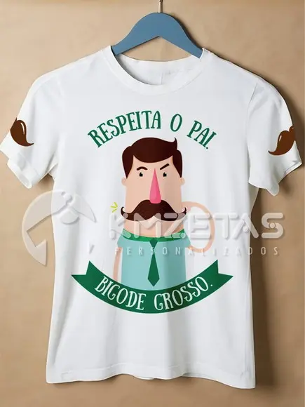 Blusa Dia dos Pais Bigode Grosso Infantil Adulto