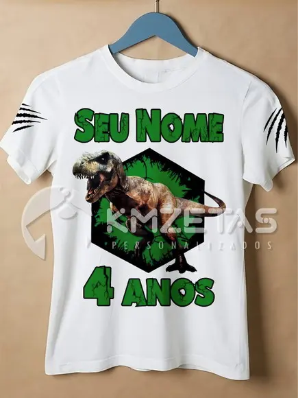 Blusa Dinossauro T-rex Personalizada Festa Aniversário