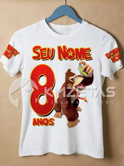 Blusa Donkey Kong Aniversário Festa Infantil Adulto