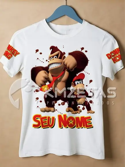 Blusa Donkey Kong Diddy Kong Camisa Infantil Personalizada