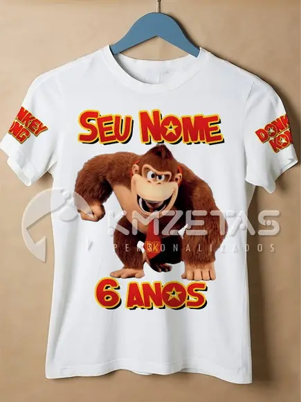 Blusa Donkey Kong Festa Infantil Aniversário Personalizada