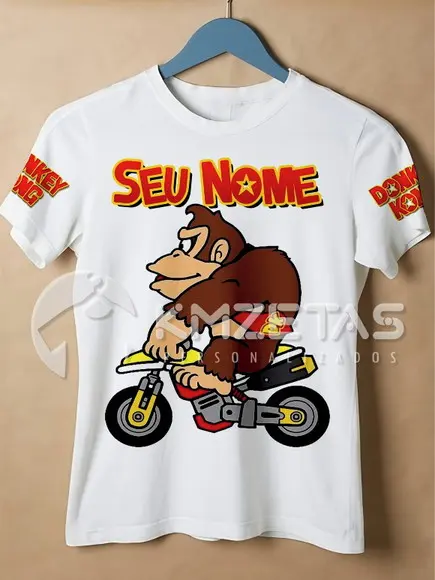 Blusa Donkey Kong Moto Infantil Adulto Personalizada