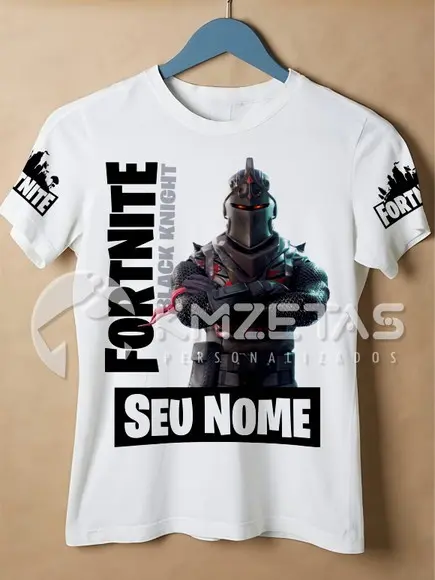 Blusa Fortnite Cavaleiro Negro Infantil Adulto Personalizada