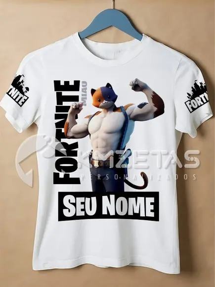 Blusa Fortnite Skin Gato Miausculo Camisa Personalizada