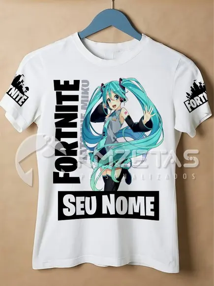 Blusa Fortnite Skin Hatsune Miku Camisa Personalizada