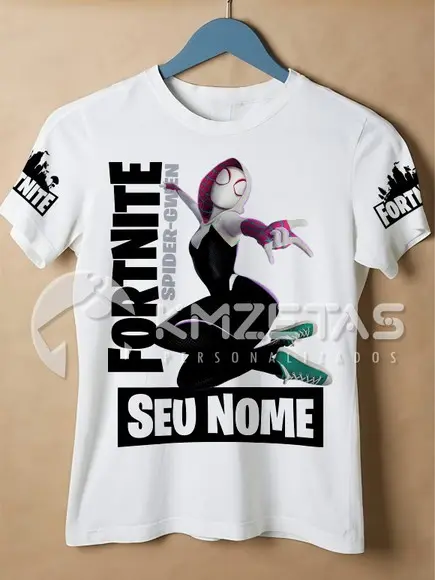 Blusa Fortnite Spider Gwen Infantil Adulto Personalizada