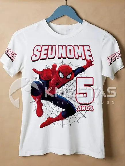Blusa Homem Aranha Festa Infantil Spiderman Personalizada