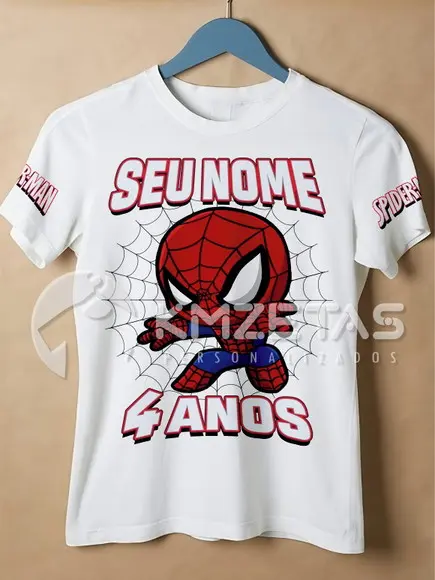 Blusa Homem Aranha Infantil Adulto Personalizada