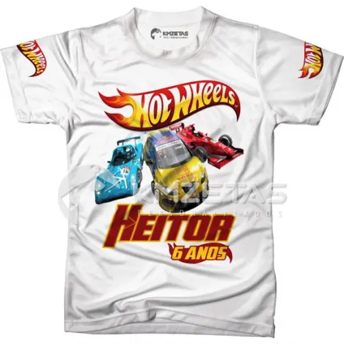 Blusa Hot Wheels Festa Aniversario Infantil Personalizada