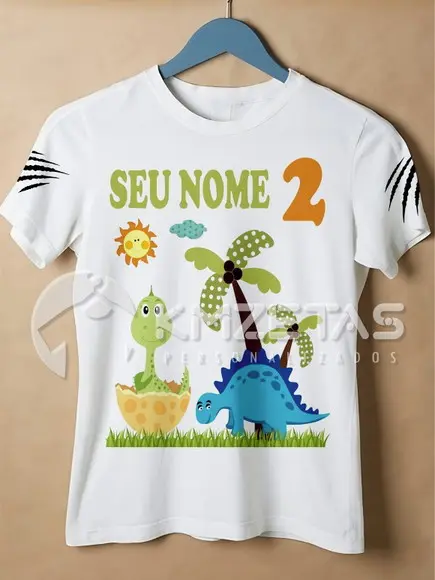 Blusa Infantil Dinossauro Personalizada Festa Aniversário