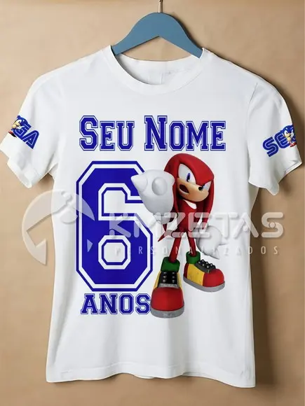 Blusa Knuckles Sonic Festa Aniversário Personalizada