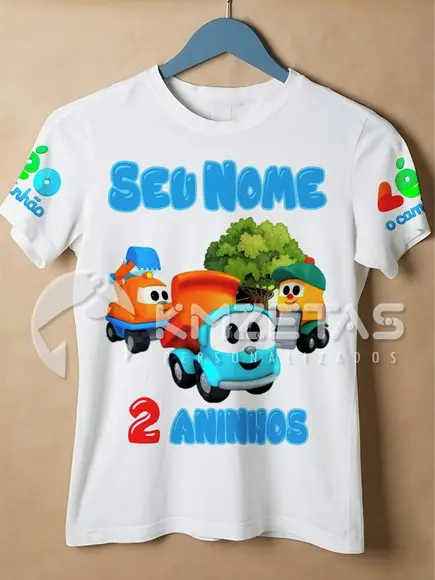 Blusa Léo o Caminhão Aniversário Infantil Personalizada