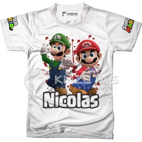 Blusa Mario Bros Luigi Infantil Adulto Personalizada