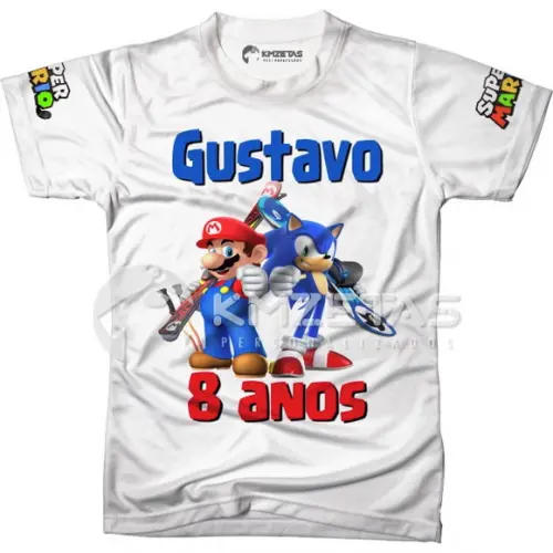 Blusa Mario Bros Sonic Festa Infantil Personalizada