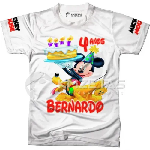 Blusa Mickey Mouse Aniversário Infantil Personalizada