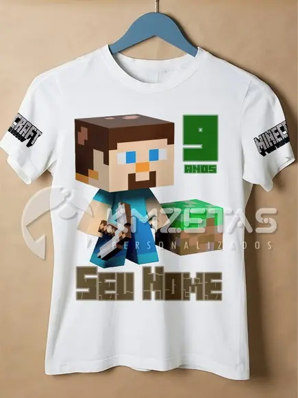 Blusa Minecraft Game Festa Infantil Personalizada