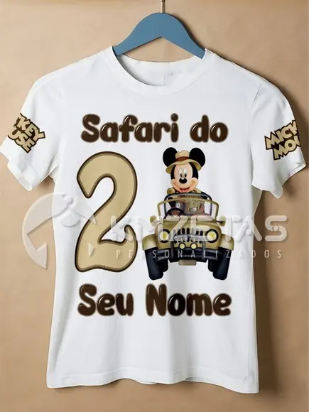 Blusa Mickey Safari Festa Infantil Personalizada
