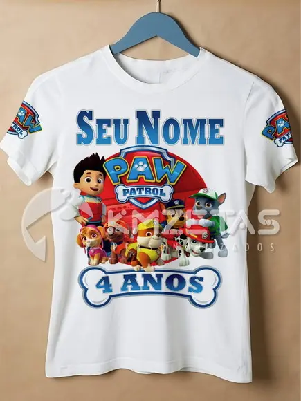 Blusa Patrulha Canina Festa Infantil Personalizada