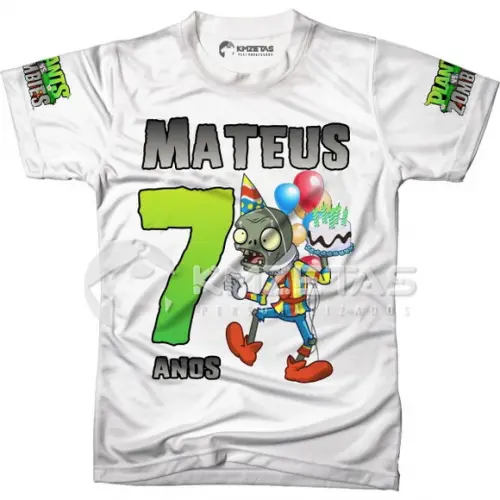 Blusa Plants Vs Zombies Aniversário Personalizada