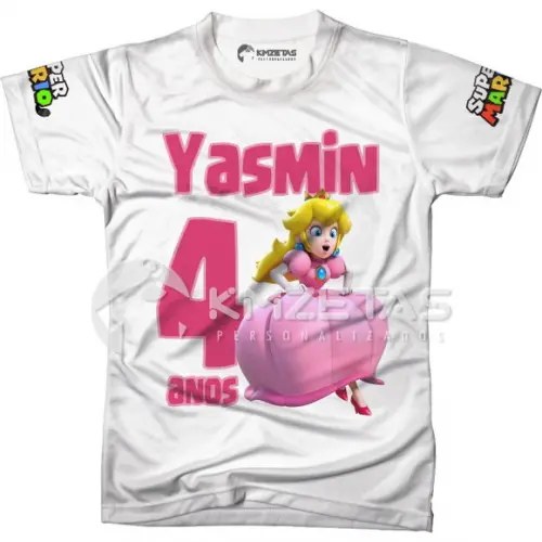 Blusa Princesa Peach Festa Infantil Personalizada