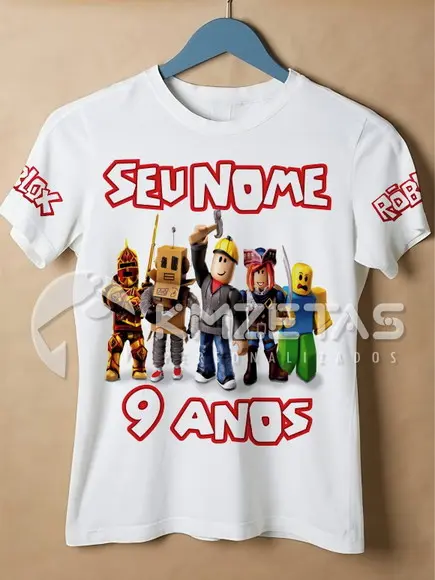 Blusa Roblox Festa Infantil Game Jogo Camisa Personalizada