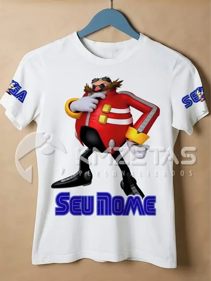 Blusa Robotnik Eggman Sonic Infantil Adulto Personalizada